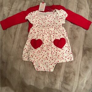 Carter's Valentine Red and White Heart Baby Dress Set